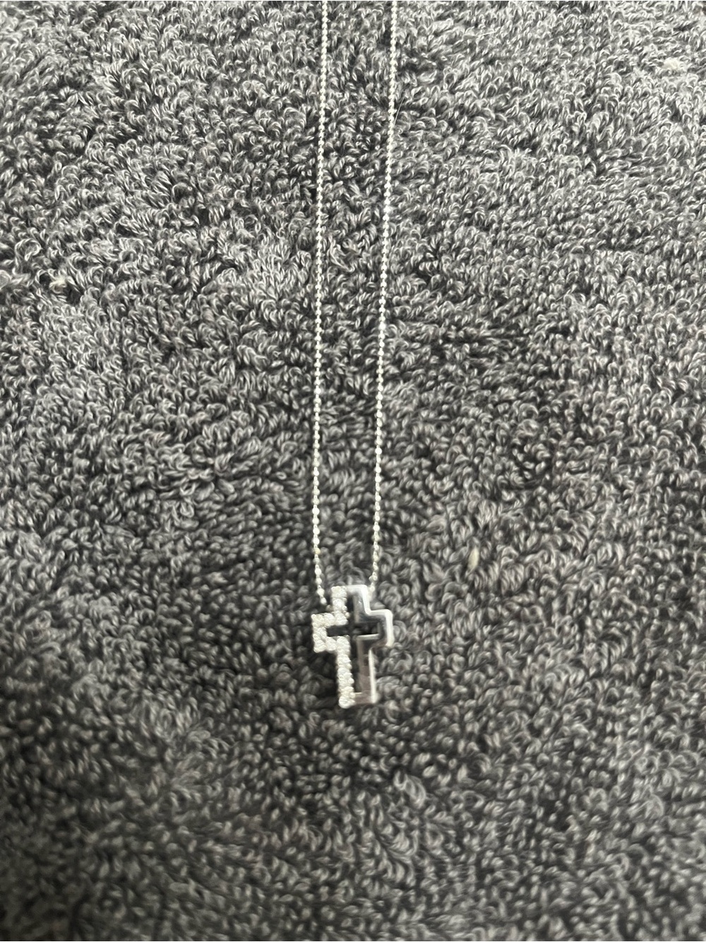 Dainty Double Cross Pendant Necklace in Silver
